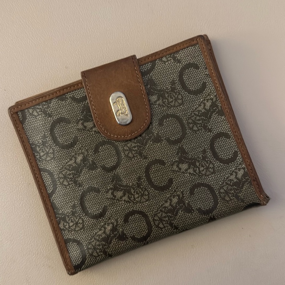 Vintage Celine C Macadam Horse Carriage Bifold Wallet Brown Canvas